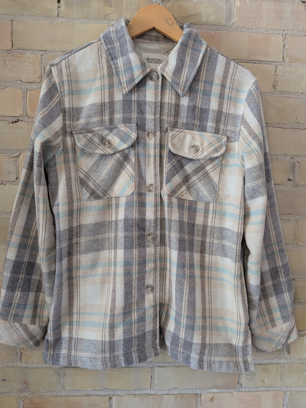 2 For $50 Boston Traders Women's Gray & Cream Plaid Button-Up Jacket